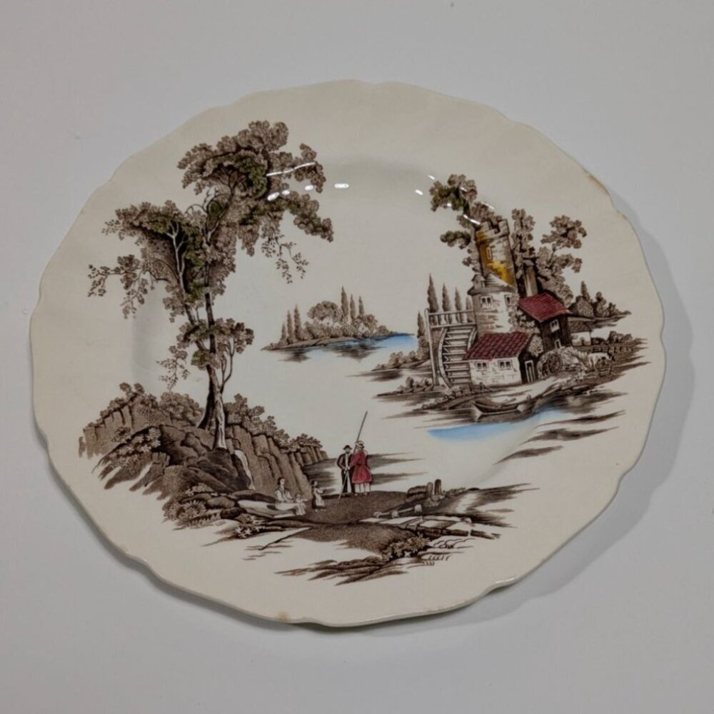 Johnson Brother The Old Mill Dinner Plate English Brown Transferware Collectible